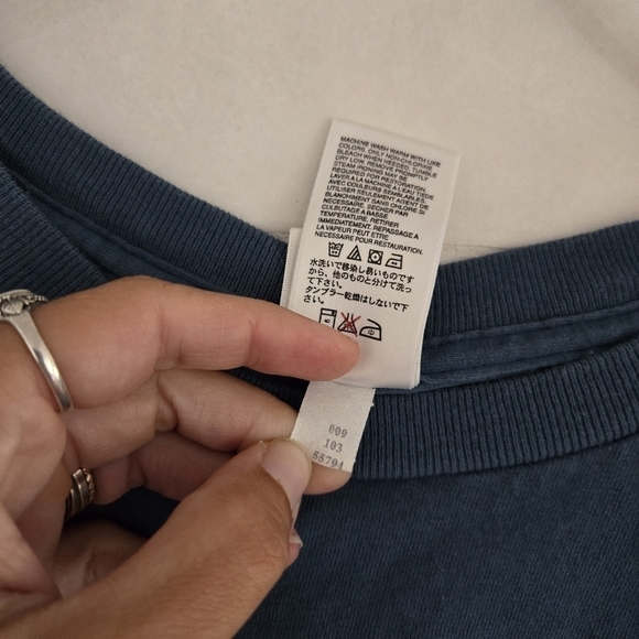 North Face Graphic Cotton Tee Tshirt T-Shirt Blue Men's Size Medium NF Logo - Picture 2 of 6